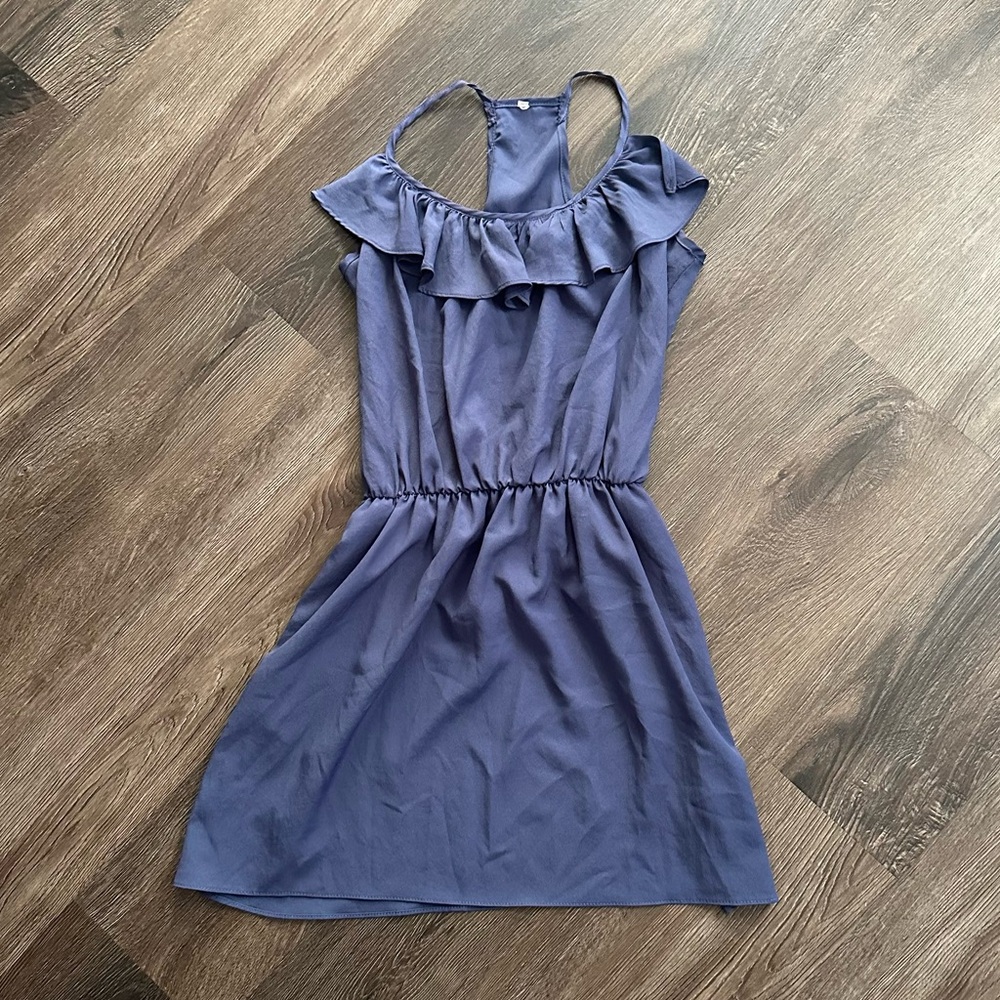 Purple Ruffle Sleeveless Dress